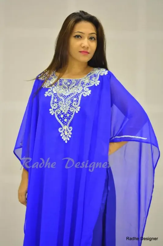 Picture of Radhe Designer Black Georgette Kaftan Dress for Women - Y243