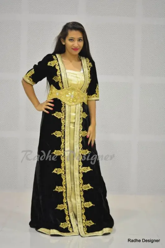 Picture of Radhe Designer Black Georgette Kaftan Dress for Women - Y1125