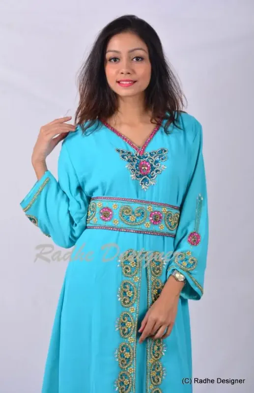 Picture of Radhe Designer White Georgette Kaftan Dress for Women - Y926