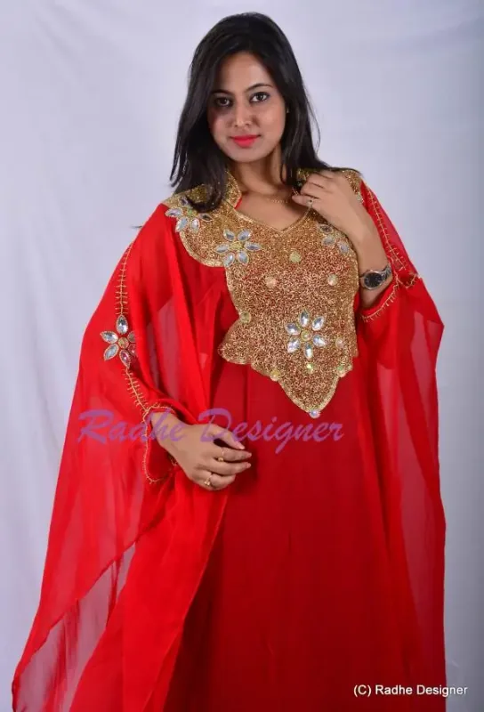 Picture of Radhe Designer Yellow Georgette Kaftan Dress for Women - Y1003