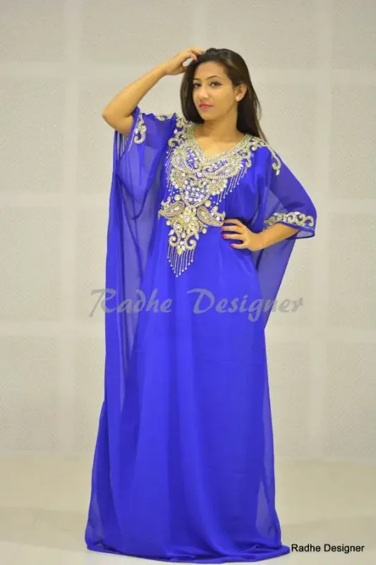 Picture of Radhe Designer Black Georgette Kaftan Dress for Women - Y209