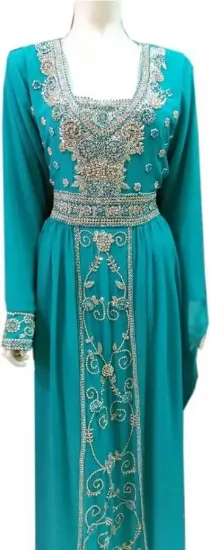 Picture of luxury modern dubai kaftan cut work hand embroidery bea