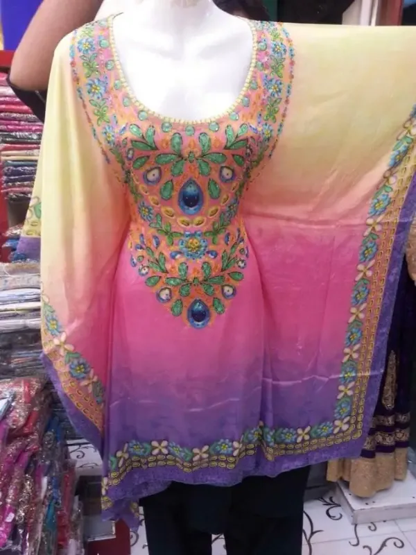 Picture of Black Georgette Kaftan Dress for Women - Look 9200