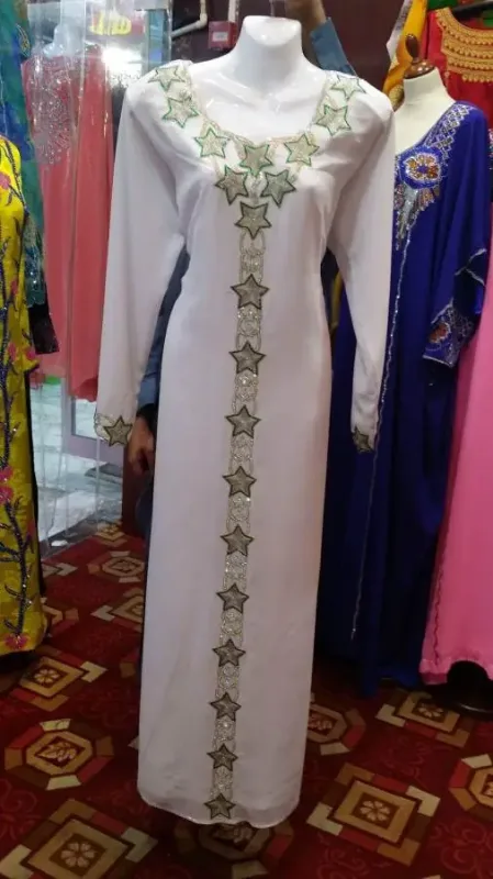 Picture of Radhe Designer White Georgette Kaftan Dress for Women - F3352