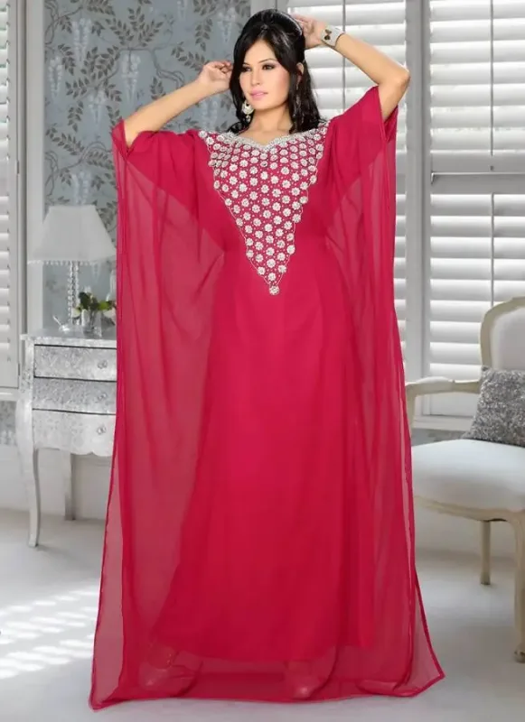 Picture of Radhe Designer White Georgette Kaftan Dress for Women - F5550
