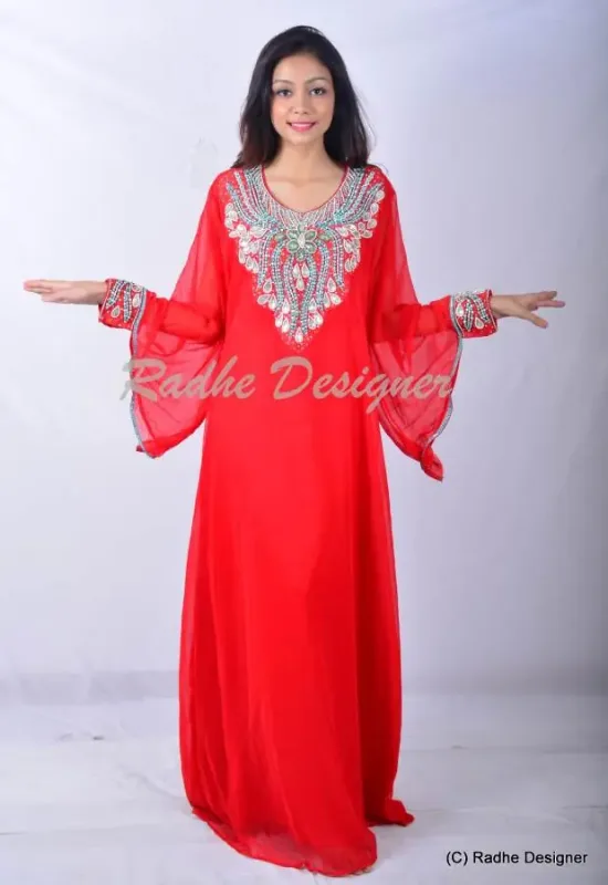 Picture of Radhe Designer Multicolor Georgette Kaftan Dress for Women - Y999