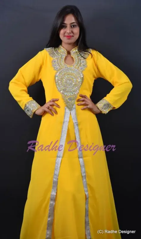 Picture of Radhe Designer Black Georgette Kaftan Dress for Women - Y5