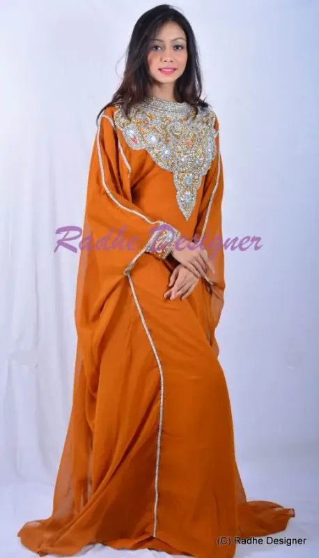 Picture of Radhe Designer Multicolor Georgette Kaftan Dress for Women - Y131