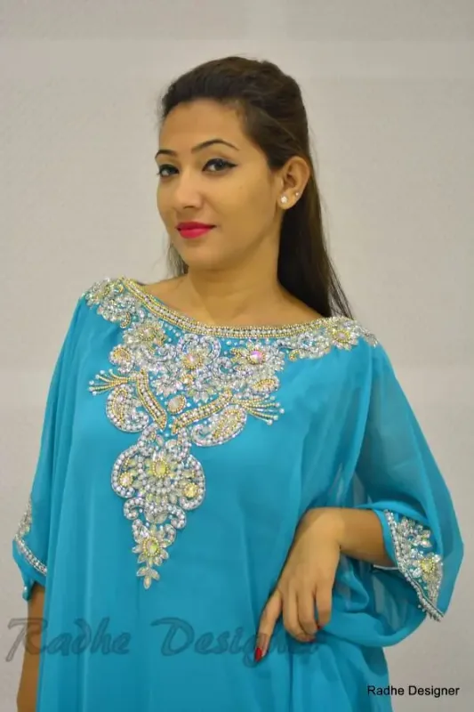 Picture of Radhe Designer Blue Georgette Kaftan Dress for Women - Y542