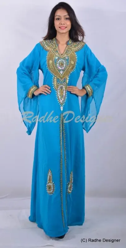 Picture of Radhe Designer Black Georgette Kaftan Dress for Women - Y730