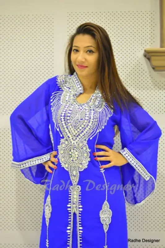 Picture of Blue Georgette Kaftan Dress for Women - Look 9372