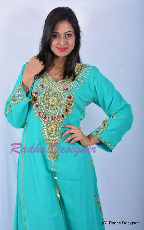 Picture of Radhe Designer Multicolor Georgette Kaftan Dress for Women - Y252