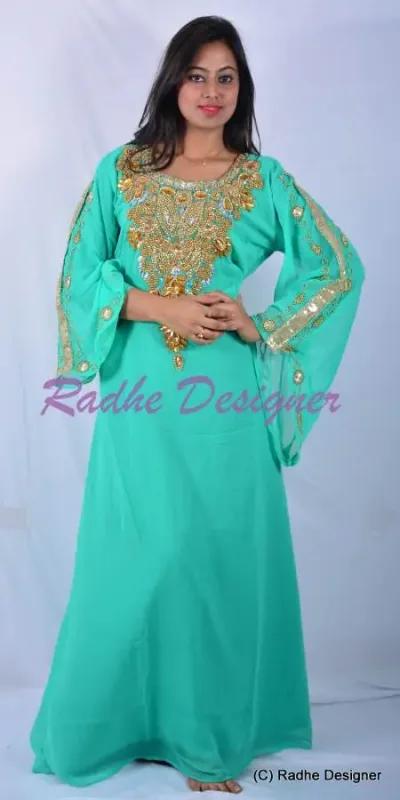 Picture of Radhe Designer Black Georgette Kaftan Dress for Women - Y900