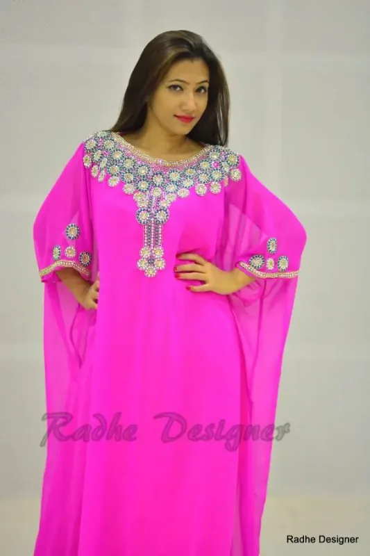 Picture of Radhe Designer Red Georgette Kaftan Dress for Women - Y503