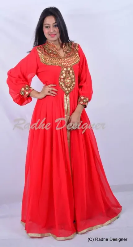 Picture of Radhe Designer Multicolor Georgette Kaftan Dress for Women - Y783