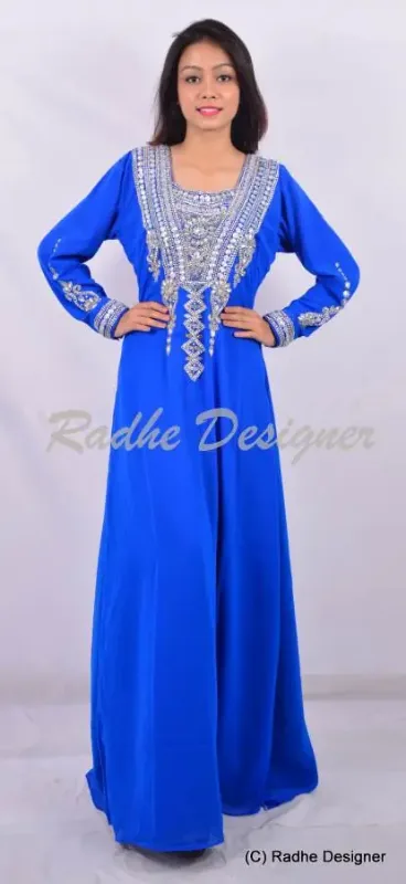 Picture of Radhe Designer White Georgette Kaftan Dress for Women - Y784