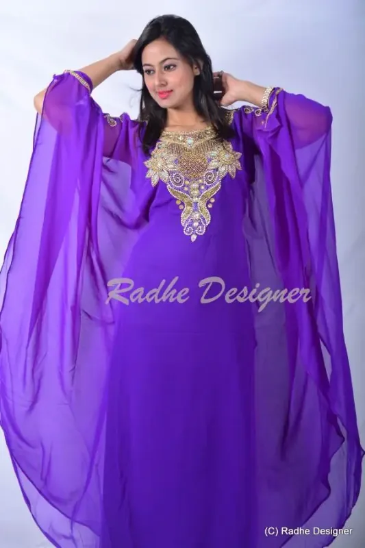Picture of Radhe Designer Black Georgette Kaftan Dress for Women - Y974