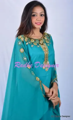 Picture of Modern V-Neck Georgette Jalabiya Party Wear Caftan Wom