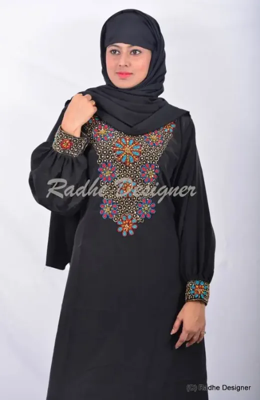 Picture of Radhe Designer Black Georgette Kaftan Dress for Women - Y645