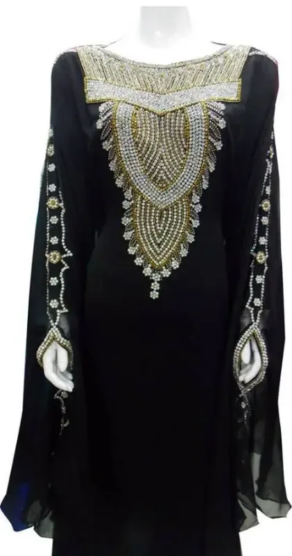 Picture of Radhe Designer White Georgette Kaftan Dress for Women - F9171