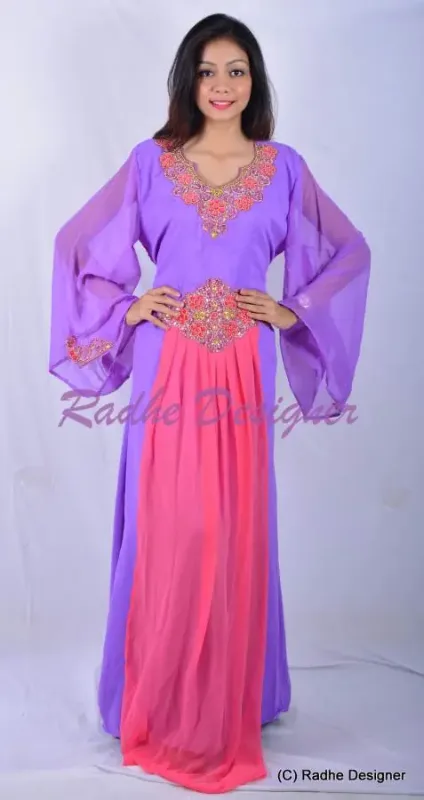 Picture of Radhe Designer Pink Cotton Kaftan Dress for Women - Y276