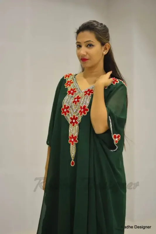Picture of Radhe Designer Multicolor Georgette Kaftan Dress for Women - Y443
