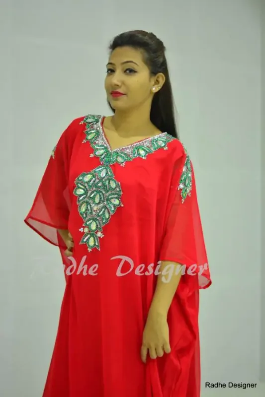 Picture of Radhe Designer Multicolor Georgette Kaftan Dress for Women - Y409
