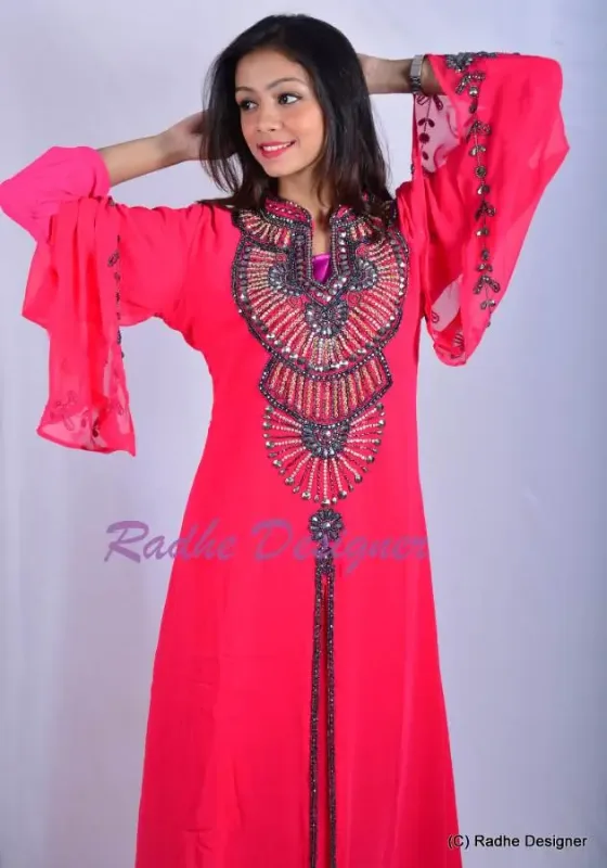 Picture of Black Georgette Kaftan Dress for Women - Look 9453
