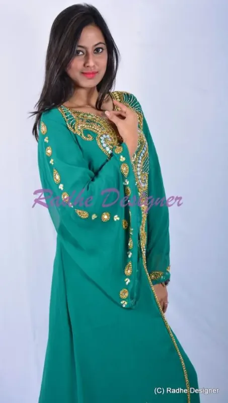 Picture of Purple Georgette Kaftan Dress for Women - Look 9454