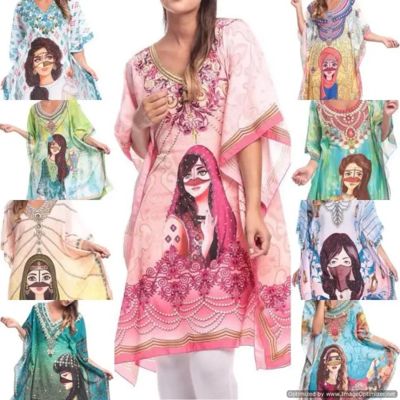 Picture of Radhe Designer Multicolor Georgette Kaftan Dress for Women - F2163