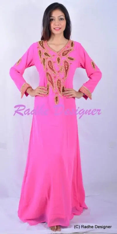 Picture of Radhe Designer White Georgette Kaftan Dress for Women - Y240