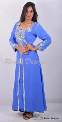 Picture of modest maxi gown blue georgette cloth wedding gown arab