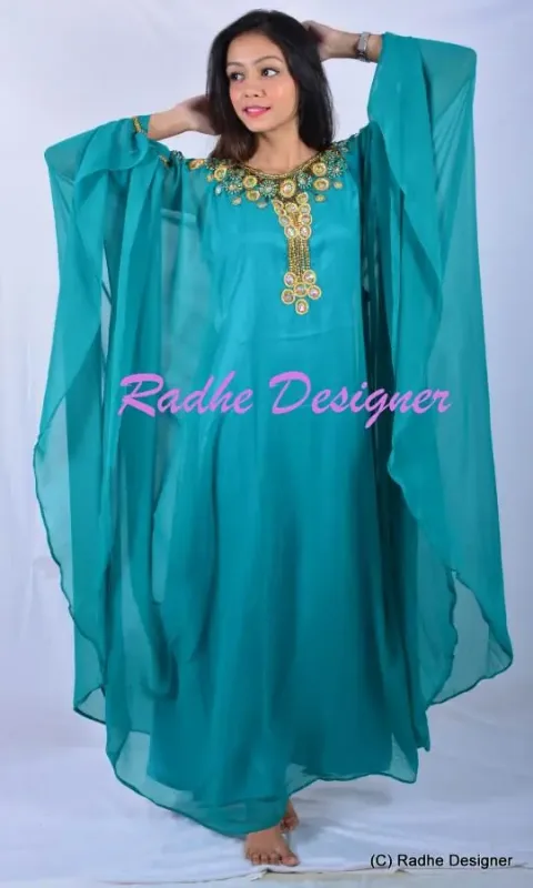 Picture of Radhe Designer Multicolor Georgette Kaftan Dress for Women - Y218