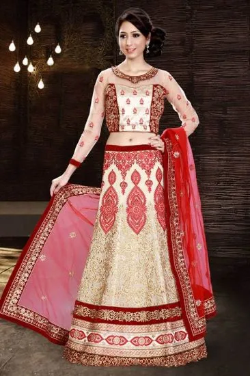 Picture of aspire green velvet fabic embroidery work wedding wear,