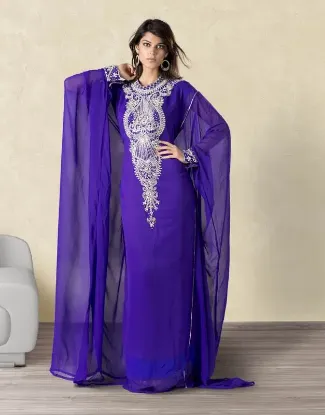 Picture of modest maxi gown custom design fashion printing abaya d