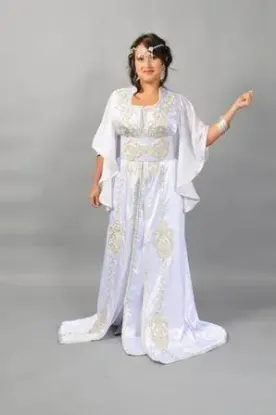 Picture of modest maxi gown design printed kaftan with black neck 