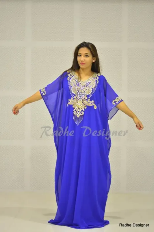 Picture of Radhe Designer Yellow Georgette Kaftan Dress for Women - Y187