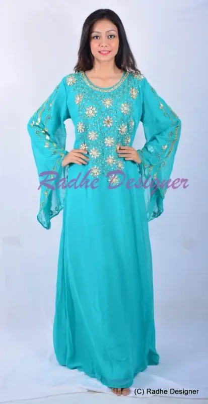 Picture of Purple Georgette Kaftan Dress for Women - Look 9528