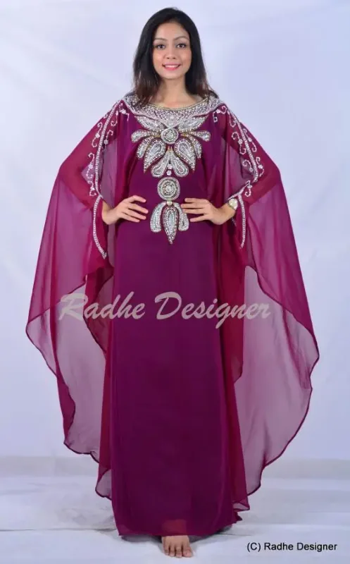 Picture of Radhe Designer Yellow Georgette Kaftan Dress for Women - Y1088