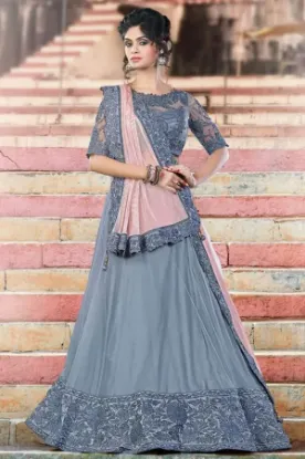 Picture of indian bollywood lehenga blouse dress digital print pa,