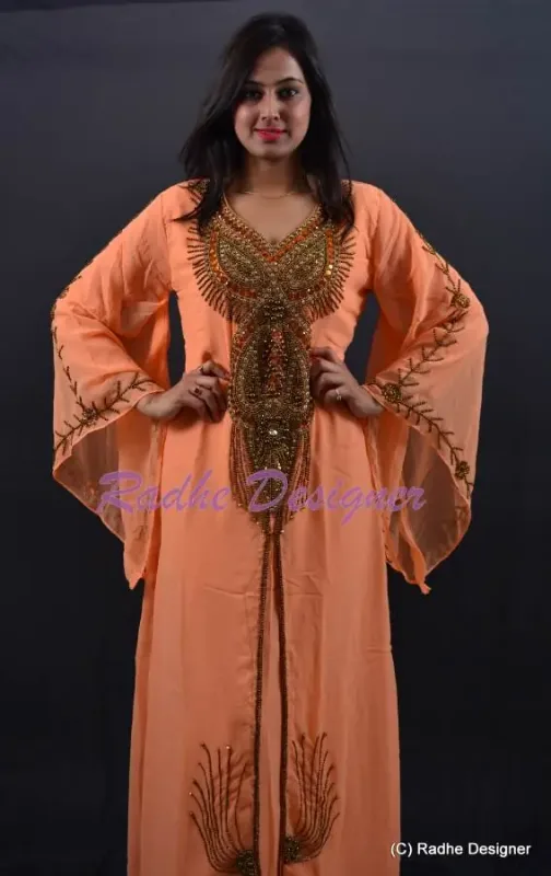 Picture of Radhe Designer Yellow Georgette Kaftan Dress for Women - Y1139