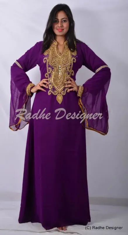 Picture of Radhe Designer White Georgette Kaftan Dress for Women - Y1073