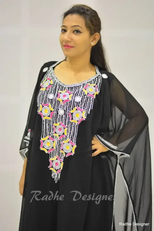 Picture of Purple Georgette Kaftan Dress for Women - Look 9552
