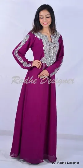 Picture of modest maxi gown dubai georgette kaftan arabian dress t