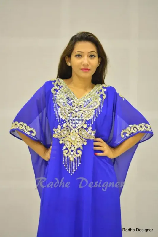 Picture of Radhe Designer Multicolor Georgette Kaftan Dress for Women - Y176