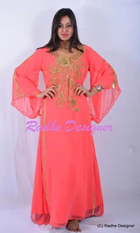 Picture of Radhe Designer Black Georgette Kaftan Dress for Women - Y203