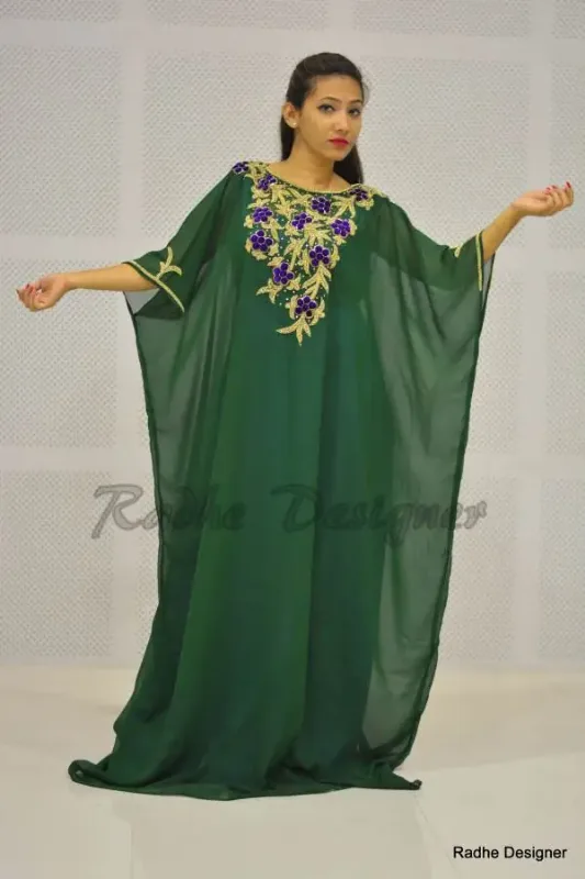 Picture of Radhe Designer White Georgette Kaftan Dress for Women - Y552