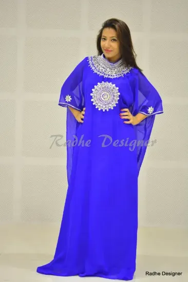 Picture of modest maxi gown dubai modern bridal machine embroidery