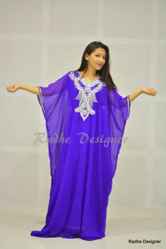 Picture of Yellow Georgette Kaftan Dress for Women - Look 9605