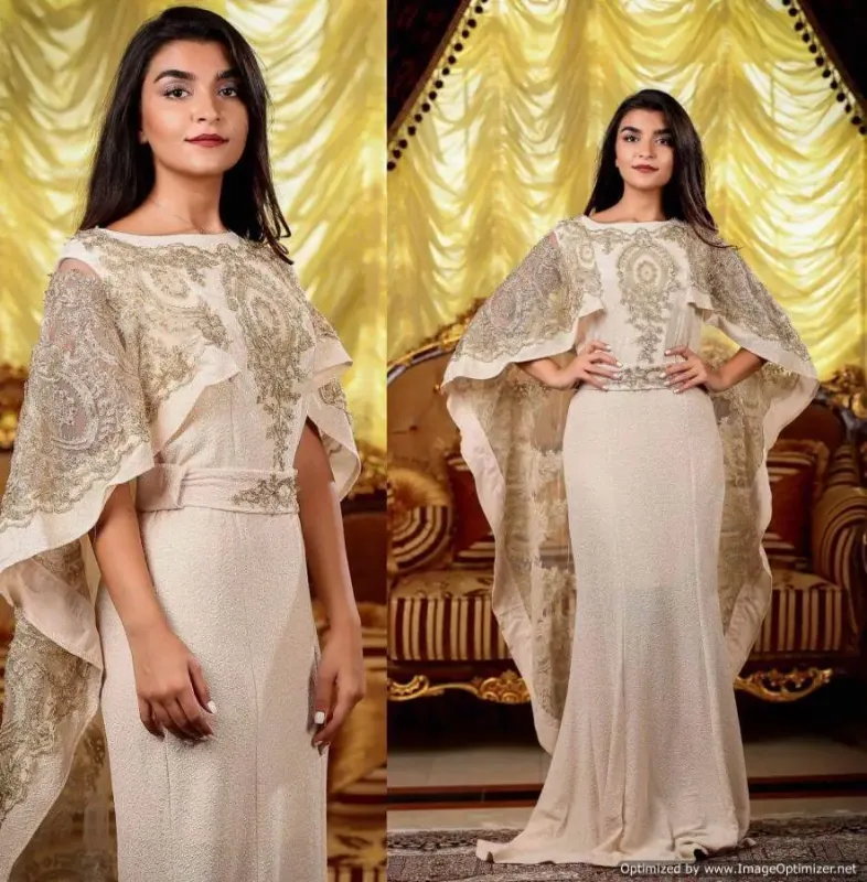 Picture of Radhe Designer White Georgette Kaftan Dress for Women - F1990